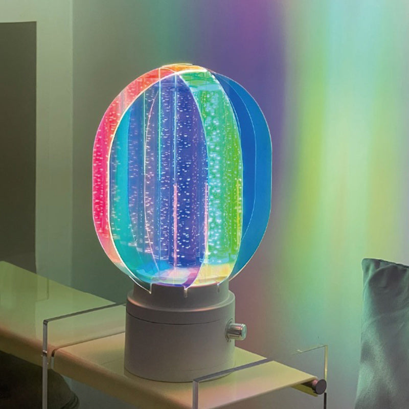 Contemporary Creative Cylindrical Aluminum Acrylic LED Table Lamp For Bedroom