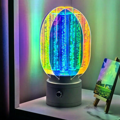 Contemporary Creative Cylindrical Aluminum Acrylic LED Table Lamp For Bedroom