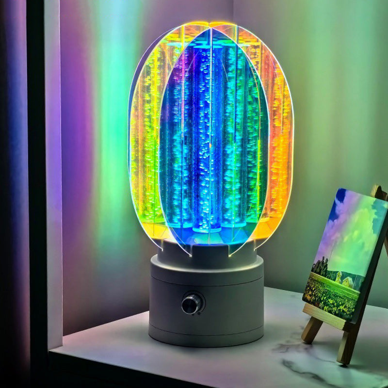 Contemporary Creative Cylindrical Aluminum Acrylic LED Table Lamp For Bedroom
