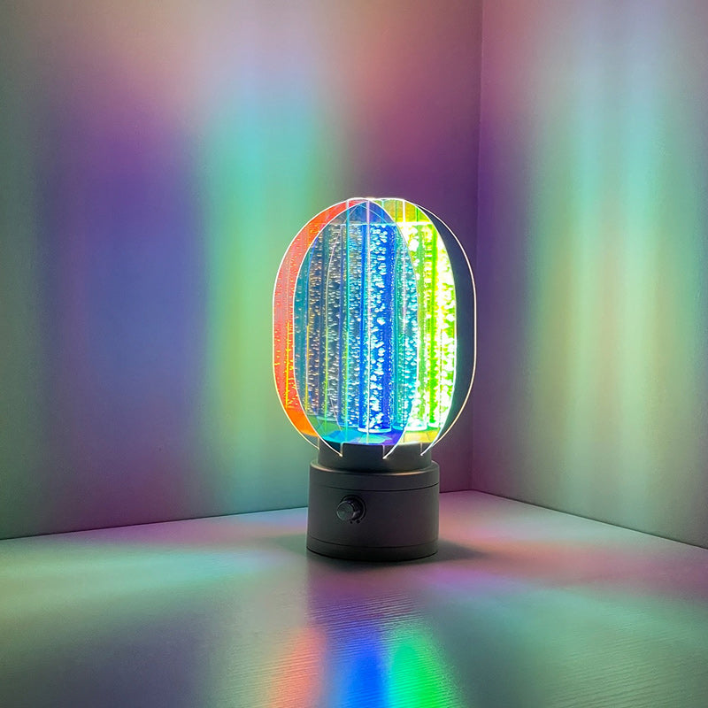 Contemporary Creative Cylindrical Aluminum Acrylic LED Table Lamp For Bedroom