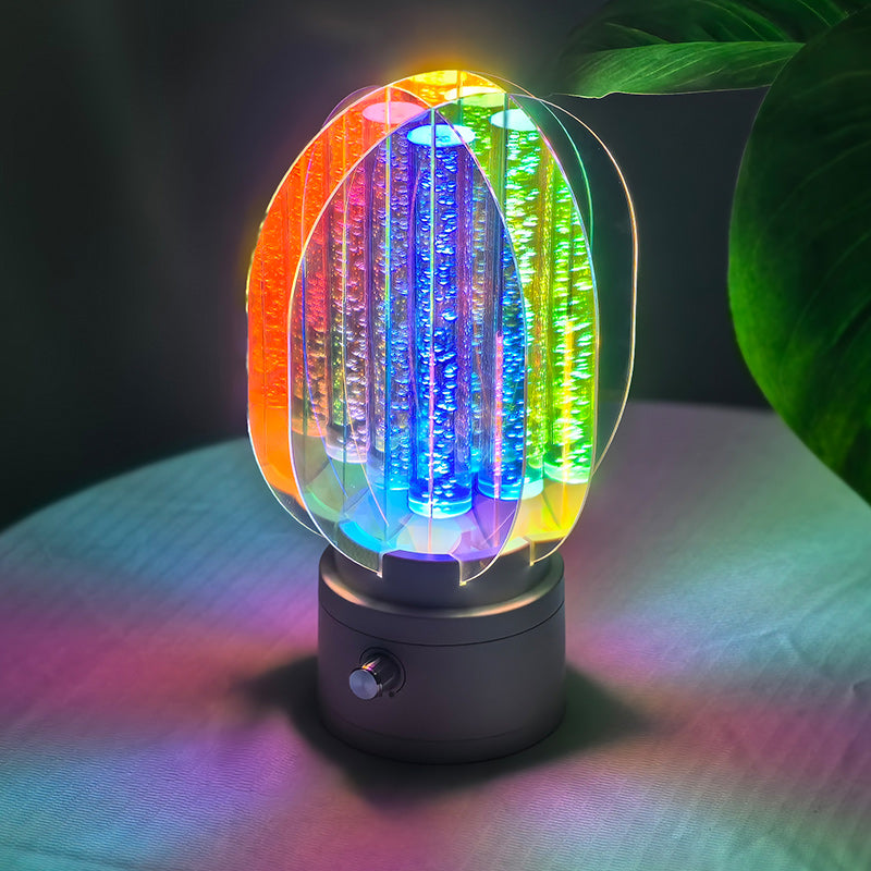 Contemporary Creative Cylindrical Aluminum Acrylic LED Table Lamp For Bedroom
