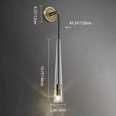 Modern Minimalist Conical Cylinder Copper Crystal 1-Light Wall Scone Lamp For Living Room