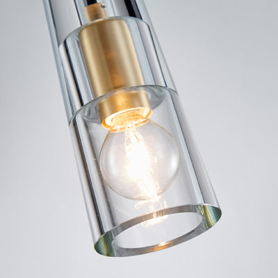 Modern Minimalist Conical Cylinder Copper Crystal 1-Light Pendant Light For Living Room