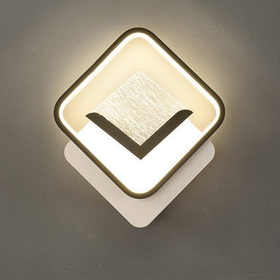 Modern Minimalist Rhombus Oval Feather Iron Plastic Acrylic LED Wall Scone Lamp For Bedroom