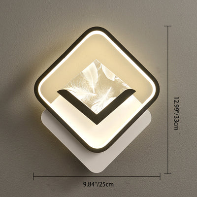 Modern Minimalist Rhombus Oval Feather Iron Plastic Acrylic LED Wall Scone Lamp For Bedroom