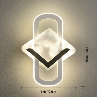 Modern Minimalist Rhombus Oval Feather Iron Plastic Acrylic LED Wall Scone Lamp For Bedroom