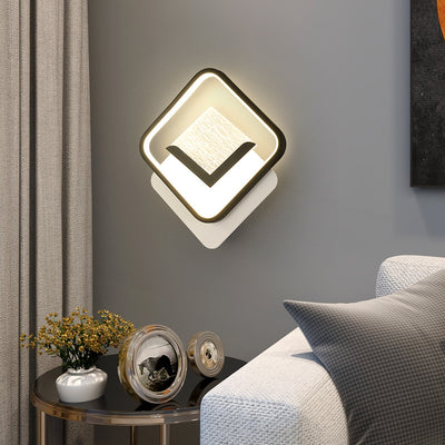 Modern Minimalist Rhombus Oval Feather Iron Plastic Acrylic LED Wall Scone Lamp For Bedroom