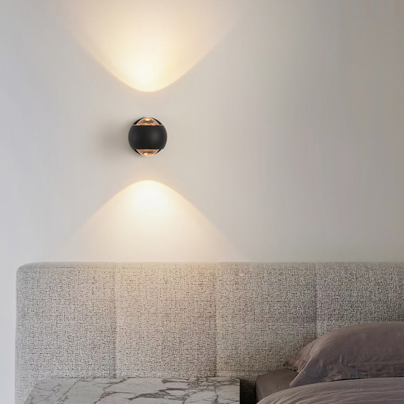 Modern Minimalist Spherical Round Aluminum Iron LED Wall Scone Lamp For Living Room