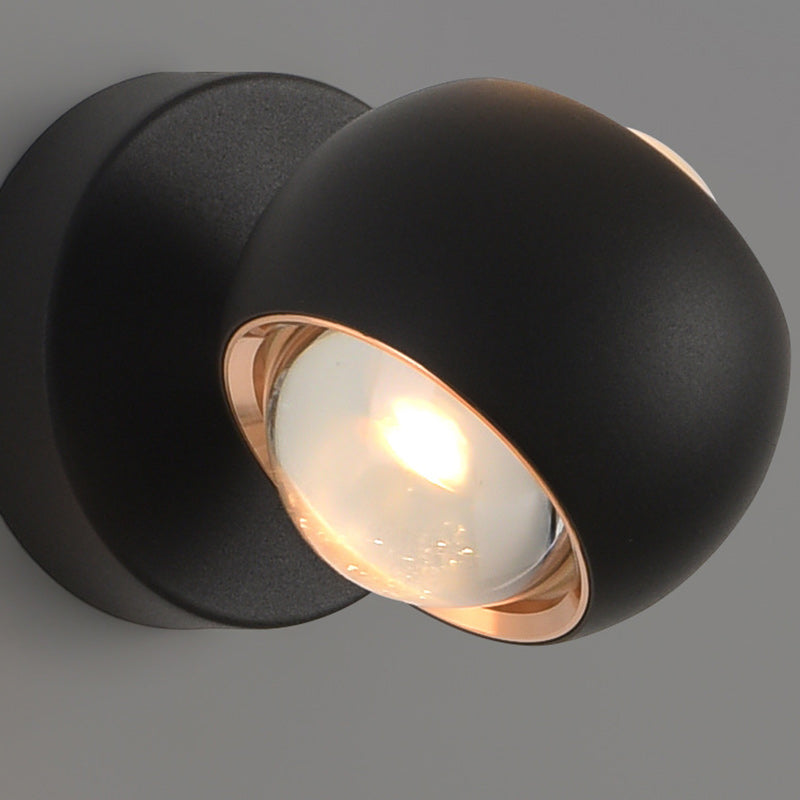 Modern Minimalist Spherical Round Aluminum Iron LED Wall Scone Lamp For Living Room