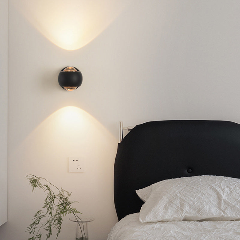 Modern Minimalist Spherical Round Aluminum Iron LED Wall Scone Lamp For Living Room