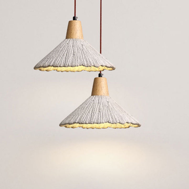 Suspension en bois rond en ciment traditionnel du secteur français à 1 lumière pour salon 
