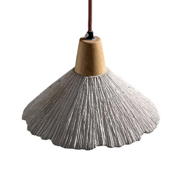 Traditional French Sector Round Cement Wooden 1-Light Pendant Light For Living Room