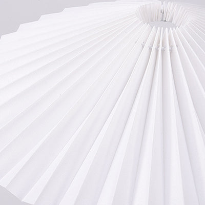 Contemporary Scandinavian Pleated Fan-Shaped Round Iron Fabric 1-Light Table Lamp For Bedroom