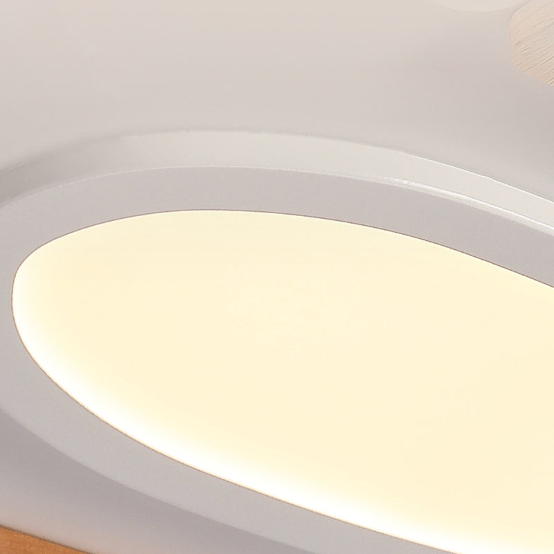 Contemporary Creative Kid Aircraft-Shaped Round Iron Aluminum Acrylic Wooden LED Semi-Flush Mount Ceiling Light For Bedroom