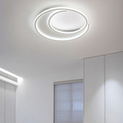 Modern Minimalist Circular Aluminum Iron Silicone LED Flush Mount Ceiling Light For Bedroom