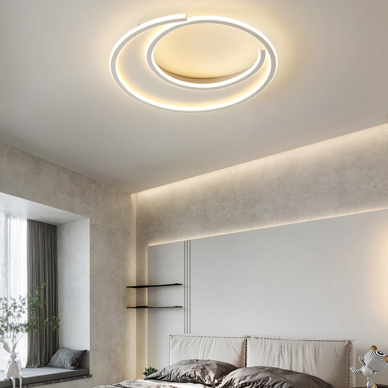 Modern Minimalist Circular Aluminum Iron Silicone LED Flush Mount Ceiling Light For Bedroom