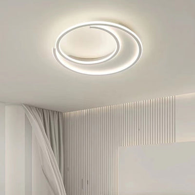 Modern Minimalist Circular Aluminum Iron Silicone LED Flush Mount Ceiling Light For Bedroom