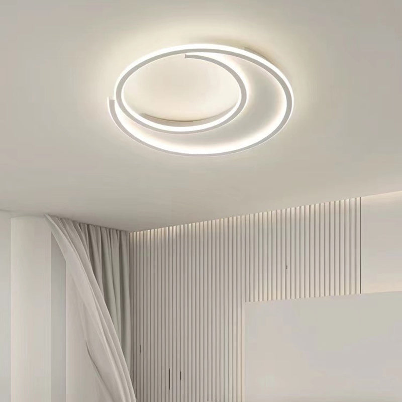 Modern Minimalist Circular Aluminum Iron Silicone LED Flush Mount Ceiling Light For Bedroom