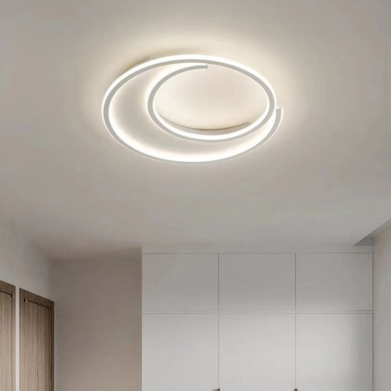 Modern Minimalist Circular Aluminum Iron Silicone LED Flush Mount Ceiling Light For Bedroom