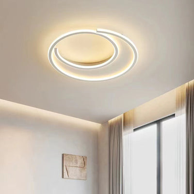 Modern Minimalist Circular Aluminum Iron Silicone LED Flush Mount Ceiling Light For Bedroom