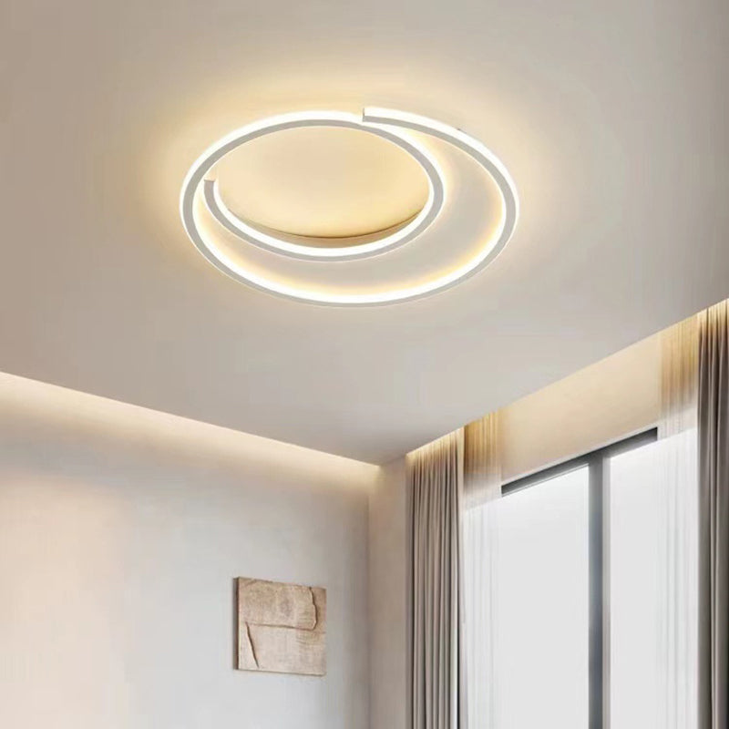 Modern Minimalist Circular Aluminum Iron Silicone LED Flush Mount Ceiling Light For Bedroom