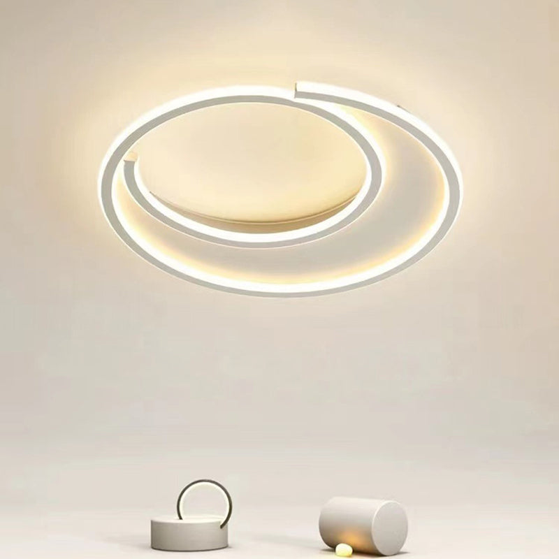 Modern Minimalist Circular Aluminum Iron Silicone LED Flush Mount Ceiling Light For Bedroom