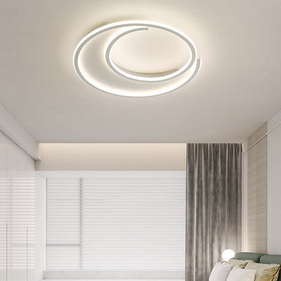 Modern Minimalist Circular Aluminum Iron Silicone LED Flush Mount Ceiling Light For Bedroom
