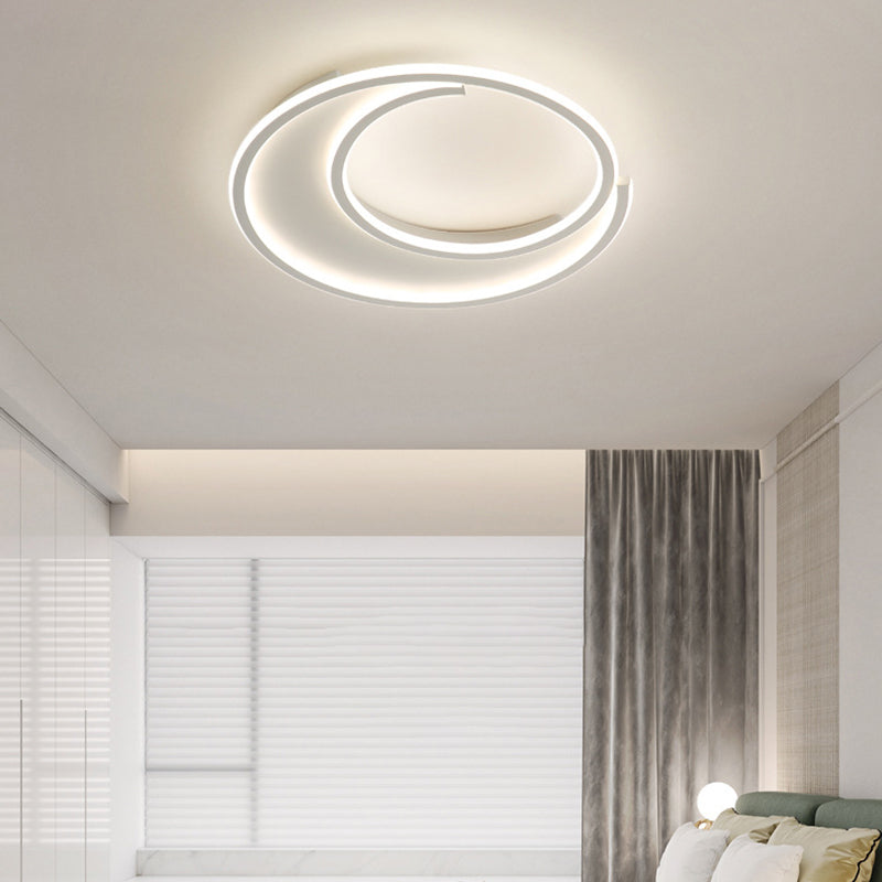 Modern Minimalist Circular Aluminum Iron Silicone LED Flush Mount Ceiling Light For Bedroom