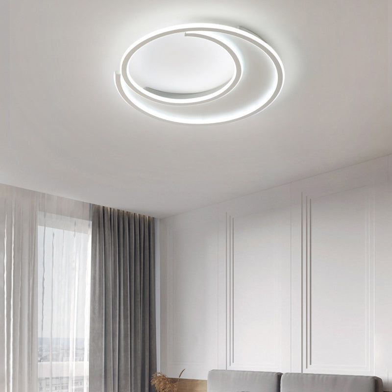 Modern Minimalist Circular Aluminum Iron Silicone LED Flush Mount Ceiling Light For Bedroom