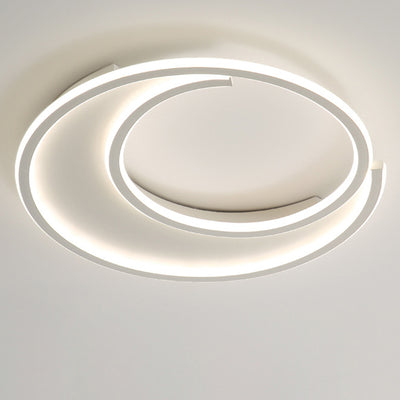 Modern Minimalist Circular Aluminum Iron Silicone LED Flush Mount Ceiling Light For Bedroom