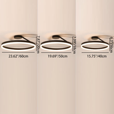 Modern Minimalist Round Aluminum Iron Acrylic LED Semi-Flush Mount Ceiling Light For Bedroom