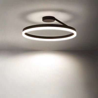 Modern Minimalist Round Aluminum Iron Acrylic LED Semi-Flush Mount Ceiling Light For Bedroom