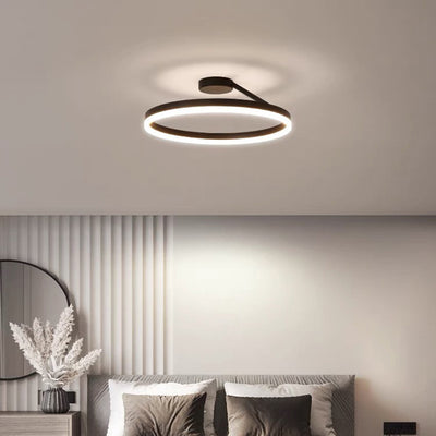 Modern Minimalist Round Aluminum Iron Acrylic LED Semi-Flush Mount Ceiling Light For Bedroom