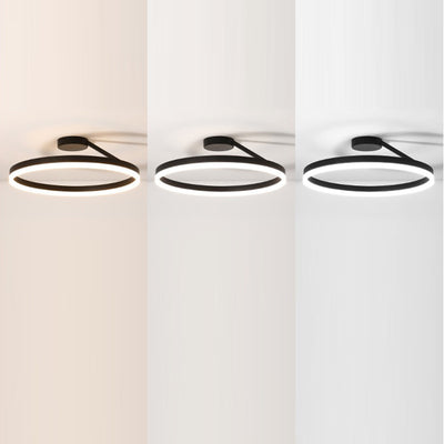 Modern Minimalist Round Aluminum Iron Acrylic LED Semi-Flush Mount Ceiling Light For Bedroom