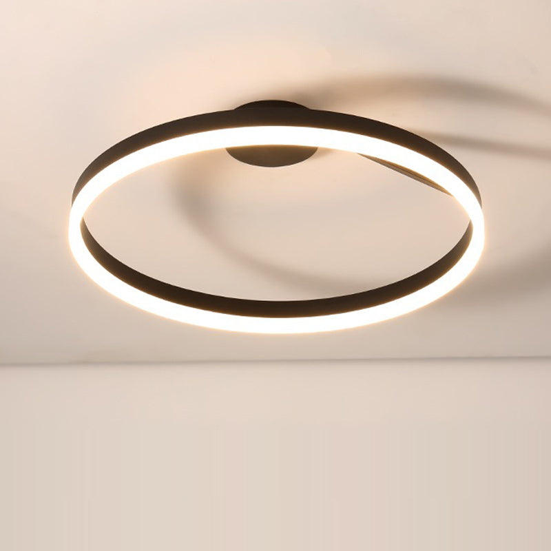 Modern Minimalist Round Aluminum Iron Acrylic LED Semi-Flush Mount Ceiling Light For Bedroom