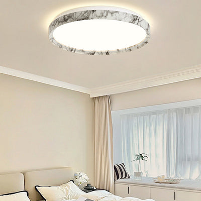 Modern Minimalist Round Cylindrical Iron Acrylic LED Flush Mount Ceiling Light For Bedroom