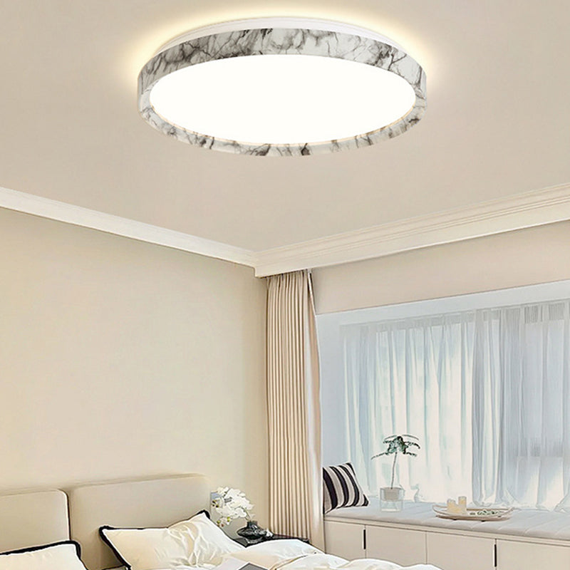 Modern Minimalist Round Cylindrical Iron Acrylic LED Flush Mount Ceiling Light For Bedroom