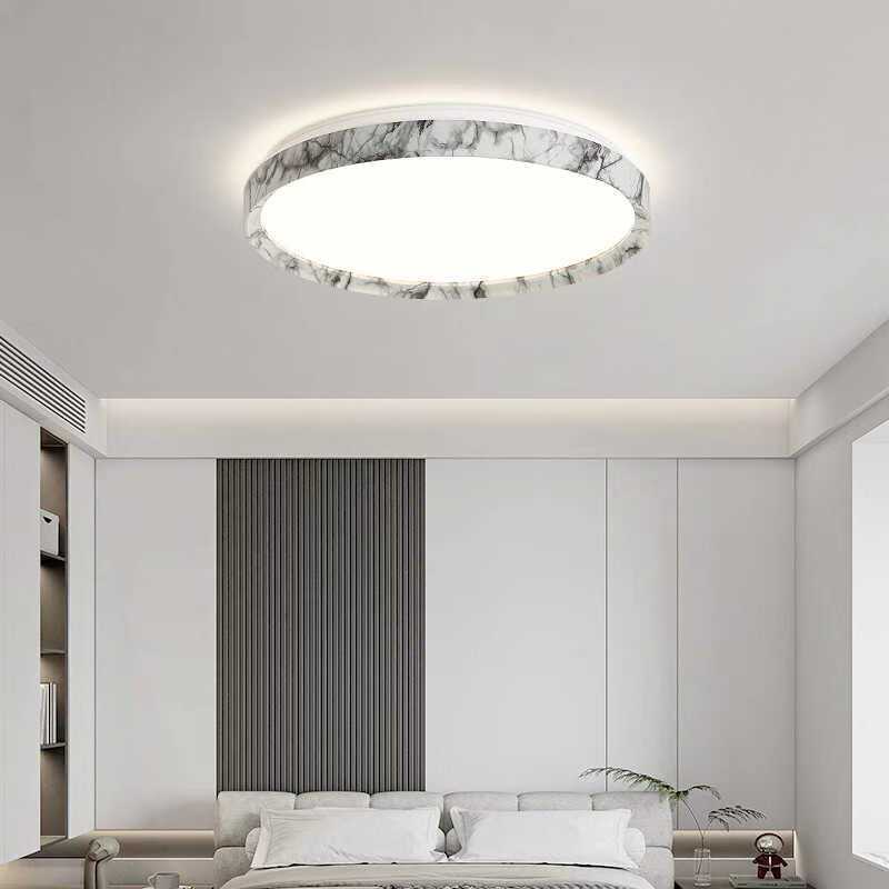 Modern Minimalist Round Cylindrical Iron Acrylic LED Flush Mount Ceiling Light For Bedroom