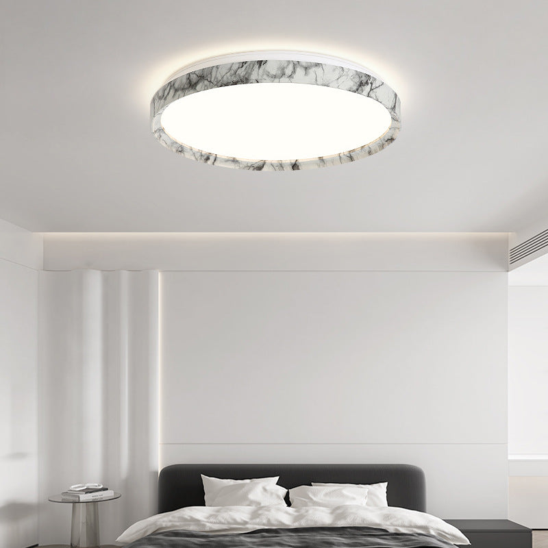 Modern Minimalist Round Cylindrical Iron Acrylic LED Flush Mount Ceiling Light For Bedroom