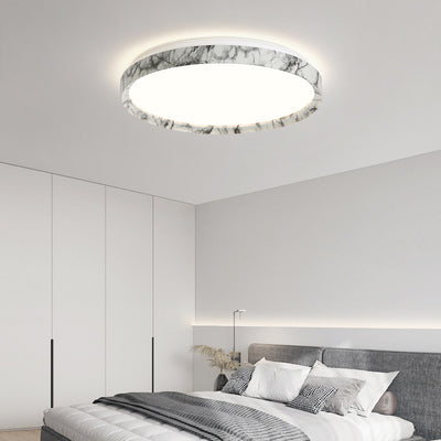 Modern Minimalist Round Cylindrical Iron Acrylic LED Flush Mount Ceiling Light For Bedroom
