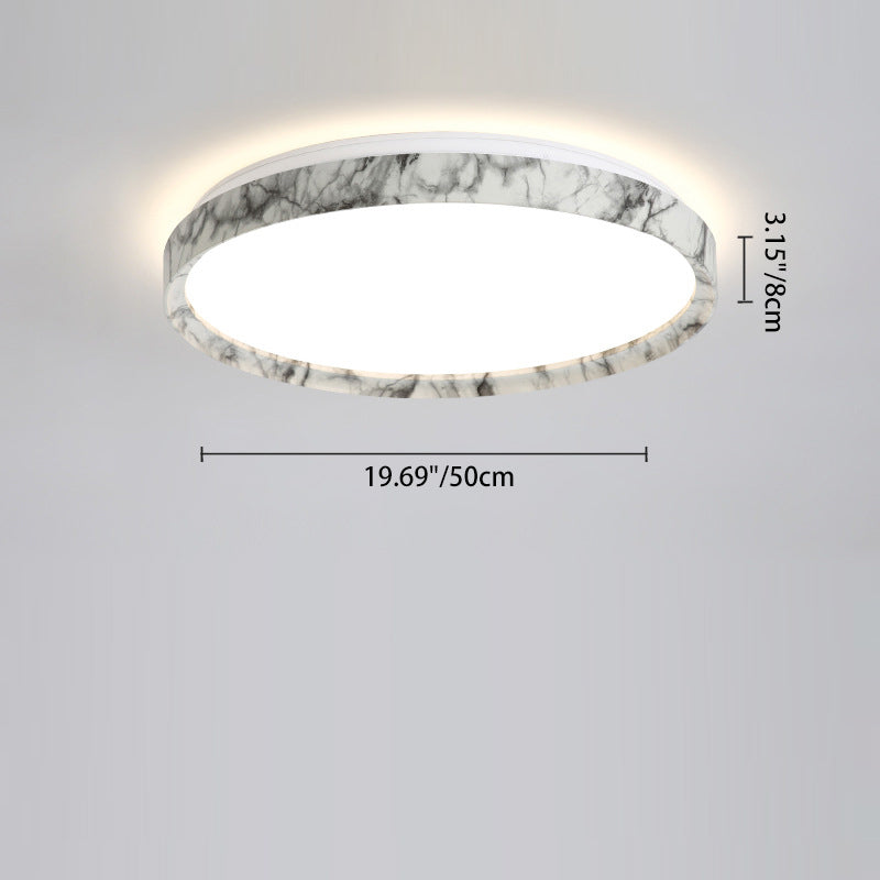 Modern Minimalist Round Cylindrical Iron Acrylic LED Flush Mount Ceiling Light For Bedroom