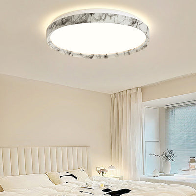 Modern Minimalist Round Cylindrical Iron Acrylic LED Flush Mount Ceiling Light For Bedroom