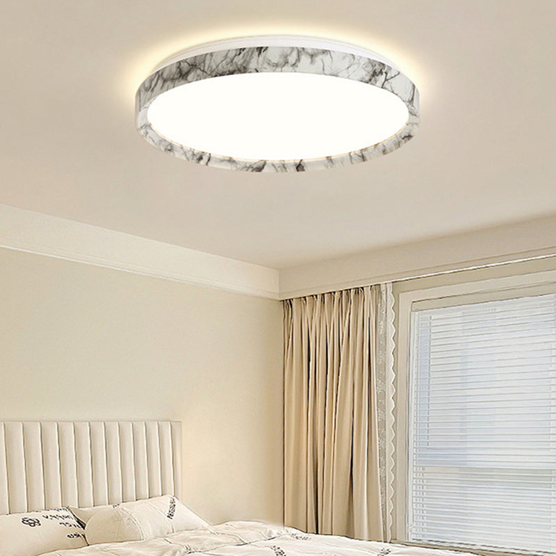 Modern Minimalist Round Cylindrical Iron Acrylic LED Flush Mount Ceiling Light For Bedroom