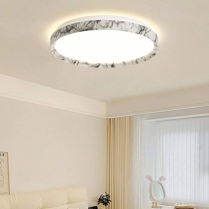 Modern Minimalist Round Cylindrical Iron Acrylic LED Flush Mount Ceiling Light For Bedroom