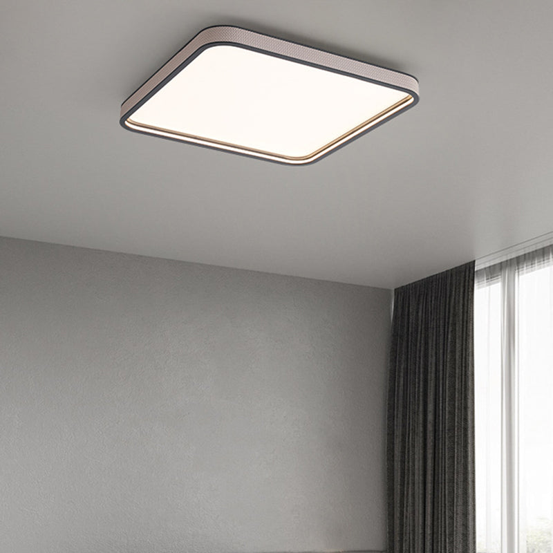 Modern Minimalist Square Aluminum Diamond Panel Faux Leather LED Flush Mount Ceiling Light For Bedroom