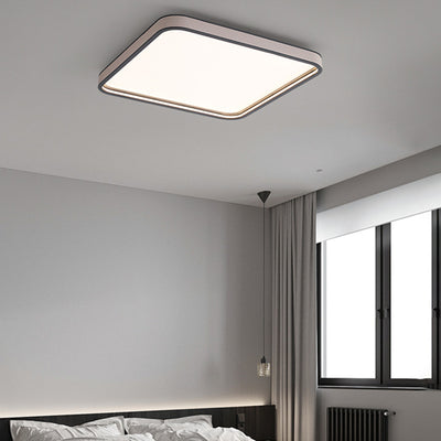 Modern Minimalist Square Aluminum Diamond Panel Faux Leather LED Flush Mount Ceiling Light For Bedroom