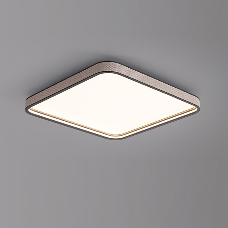 Modern Minimalist Square Aluminum Diamond Panel Faux Leather LED Flush Mount Ceiling Light For Bedroom