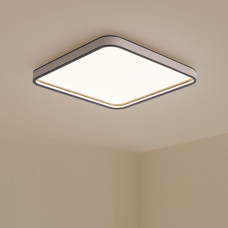 Modern Minimalist Square Aluminum Diamond Panel Faux Leather LED Flush Mount Ceiling Light For Bedroom