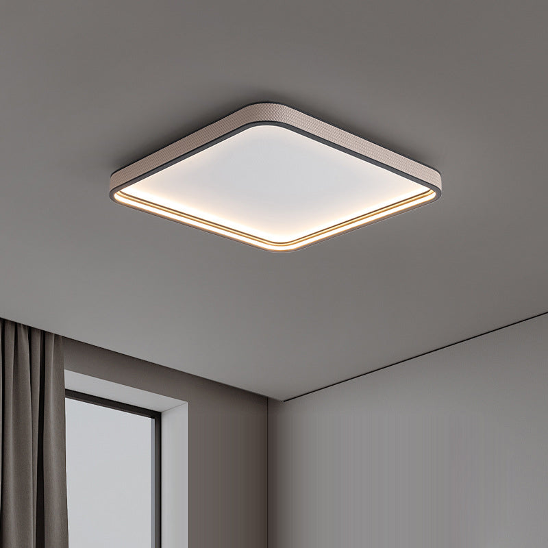 Modern Minimalist Square Aluminum Diamond Panel Faux Leather LED Flush Mount Ceiling Light For Bedroom