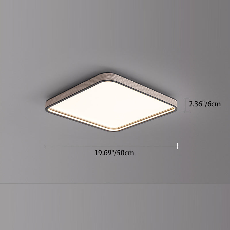 Modern Minimalist Square Aluminum Diamond Panel Faux Leather LED Flush Mount Ceiling Light For Bedroom